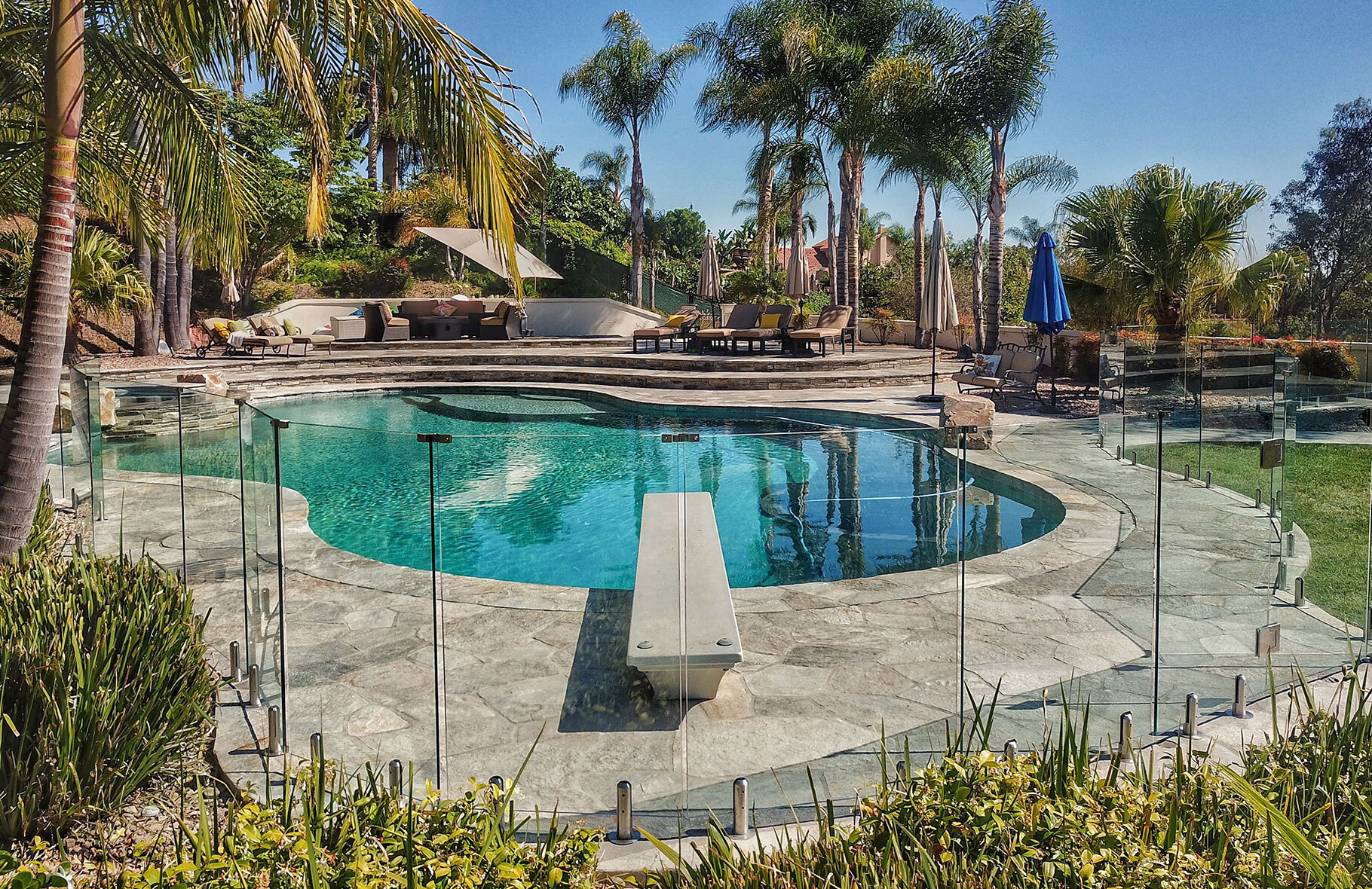 Residential glass pool fence